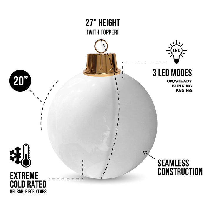 White HoliGlow® Ornament - 20"